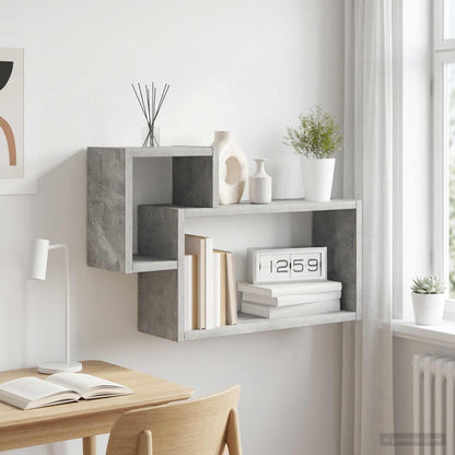 Wall Shelf Wall-Mounted Concrete Grey 55 x 15 x 35 cm