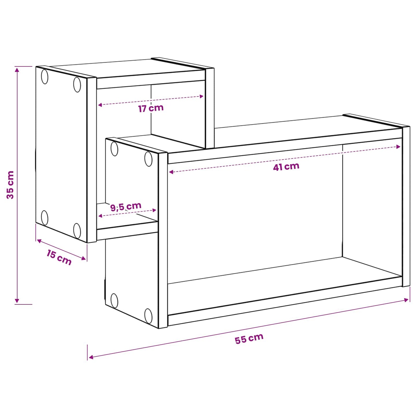 Wall Shelf Wall-Mounted Concrete Grey 55 x 15 x 35 cm