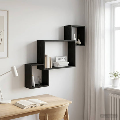 Wall Shelf Wall-Mounted Black Oak 91.5 x 15 x 76 cm
