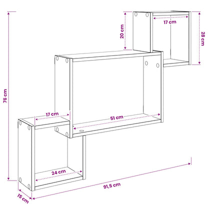 Wall Shelf Wall-Mounted Black Oak 91.5 x 15 x 76 cm