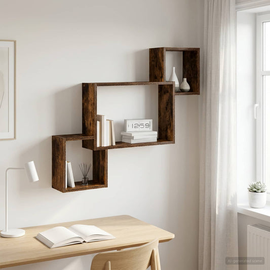 Wall Shelf Wall-Mounted Smoked Oak 91.5 x 15 x 76 cm