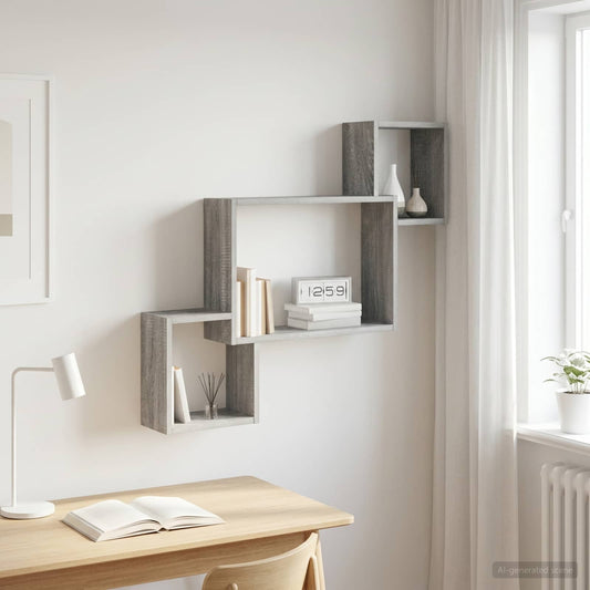Wall Shelf Wall-Mounted Grey Sonoma 91.5 x 15 x 76 cm