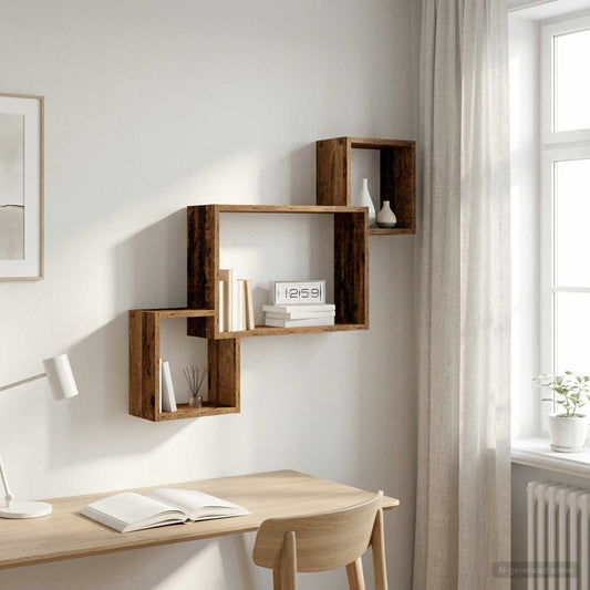 Wall Shelf Wall-Mounted Old Wood 91.5 x 15 x 76 cm