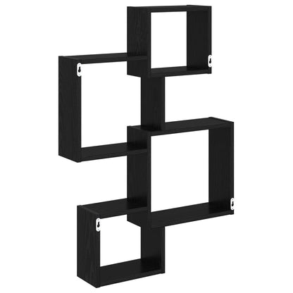 Wall Cube Shelves Wall-Mounted Black Oak 64 x 13.5 x 91.5 cm