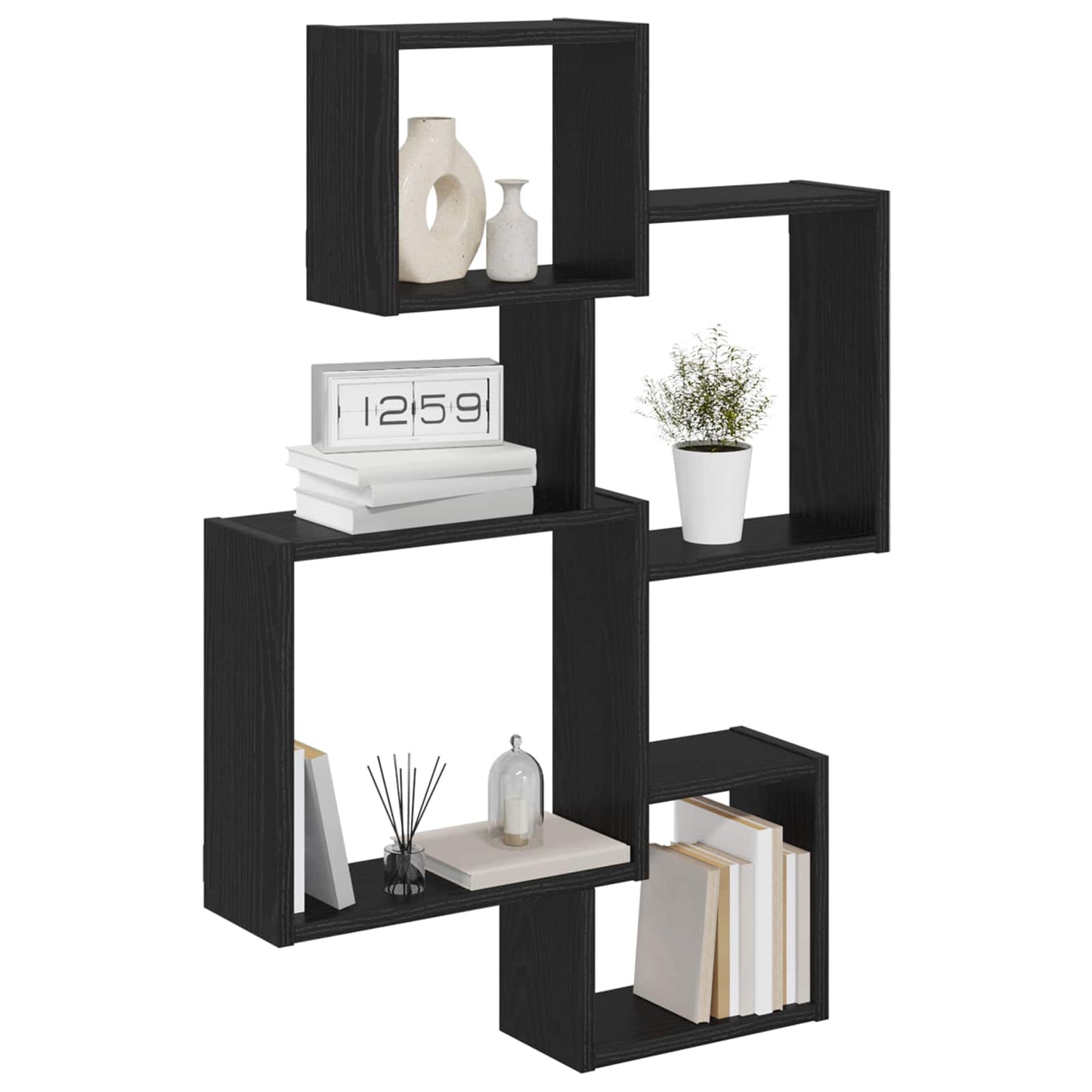 Wall Cube Shelves Wall-Mounted Black Oak 64 x 13.5 x 91.5 cm