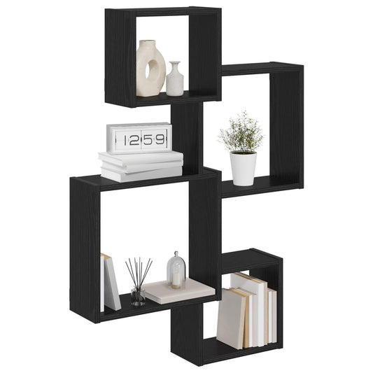 Wall Cube Shelves Wall-Mounted Black 64 x 13.5 x 91.5 cm