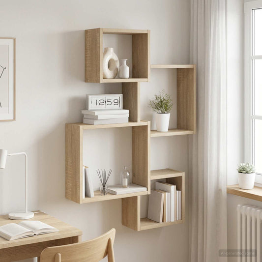 Wall Cube Shelves Wall-Mounted Sonoma Oak 64 x 13.5 x 91.5 cm