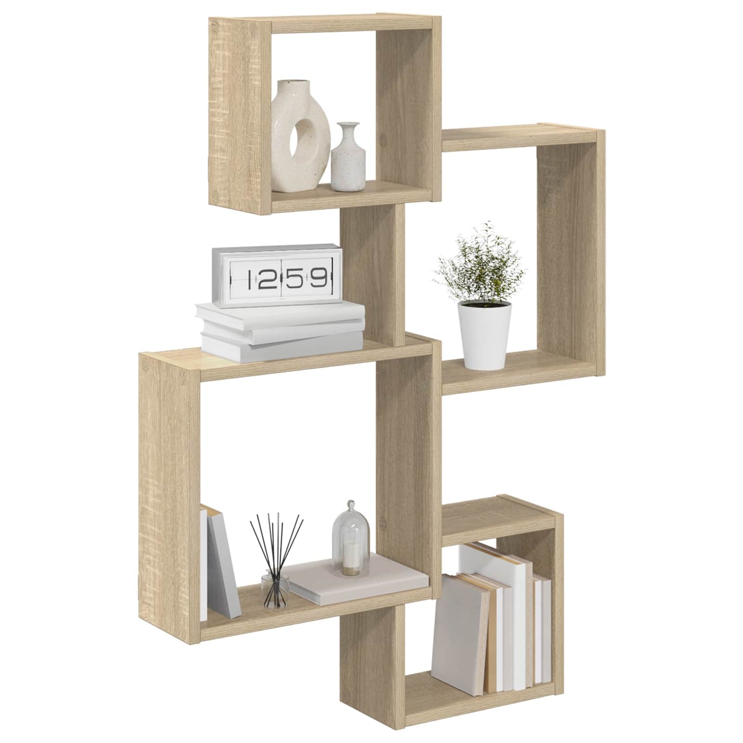 Wall Cube Shelves Wall-Mounted Sonoma Oak 64 x 13.5 x 91.5 cm