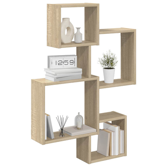 Wall Cube Shelves Wall-Mounted Brown 64 x 13.5 x 91.5 cm