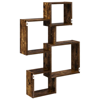 Wall Cube Shelves Wall-Mounted Smoked Oak 64 x 13.5 x 91.5 cm
