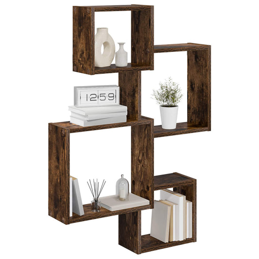 Wall Cube Shelves Wall-Mounted Brown 64 x 13.5 x 91.5 cm