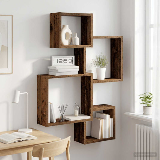 Wall Cube Shelves Wall-Mounted Old Wood 64 x 13.5 x 91.5 cm