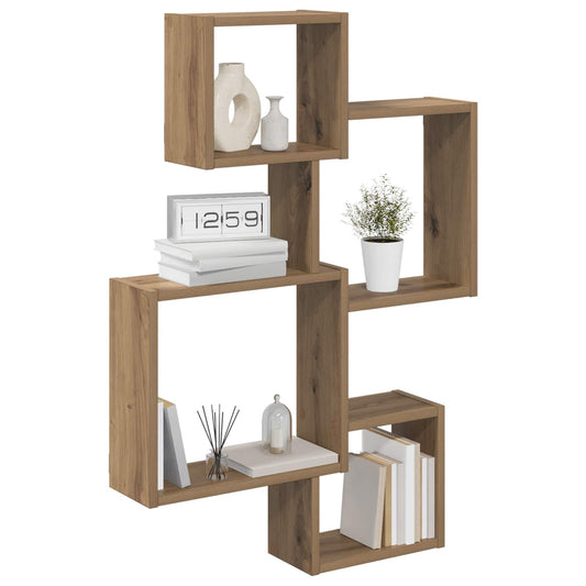 Wall Cube Shelves Wall-Mounted Brown 64 x 13.5 x 91.5 cm