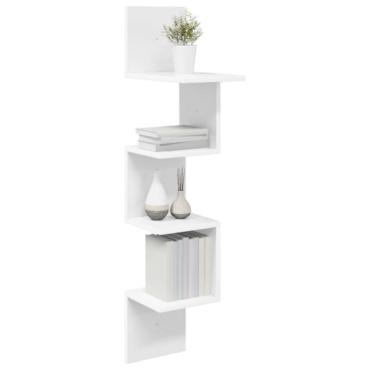 Wall Shelf Wall-Mounted White 32 x 21 x107 cm Engineered Wood