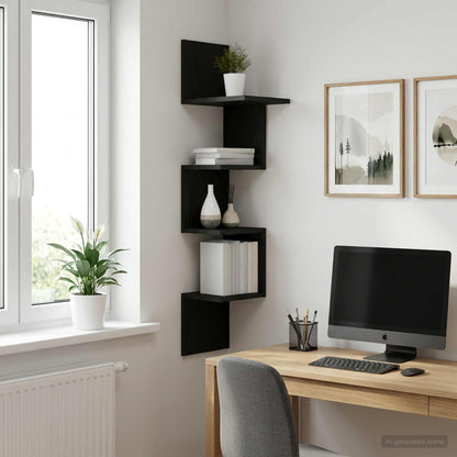 Wall Shelf Wall-Mounted Black Oak 32 x 21 x107 cm