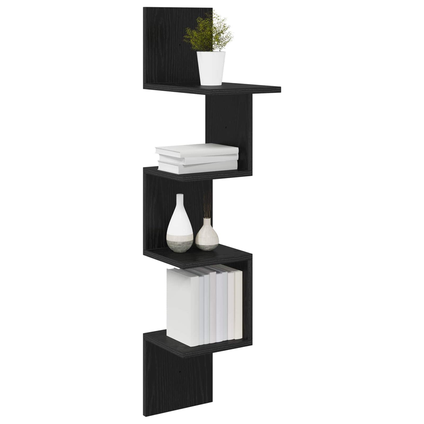 Wall Shelf Wall-Mounted Black Oak 32 x 21 x107 cm