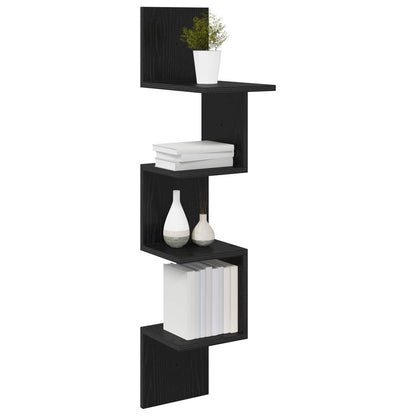 Wall Shelf Wall-Mounted Black Oak 32 x 21 x107 cm