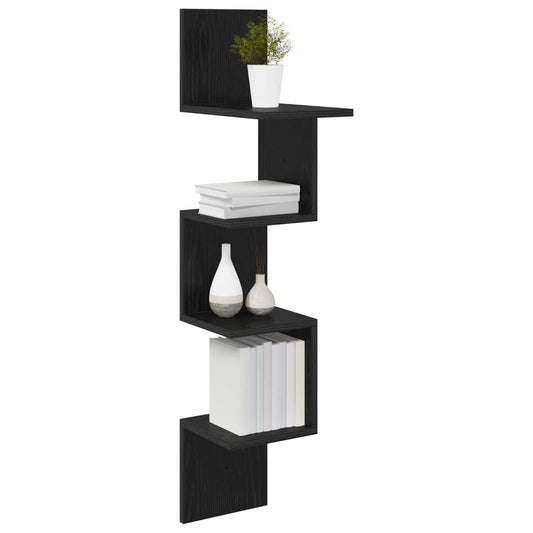 Wall Shelf Wall-Mounted Black 32 x 21 x107 cm Engineered Wood