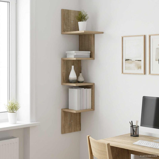 Wall Shelf Wall-Mounted Brown 32 x 21 x107 cm Engineered Wood