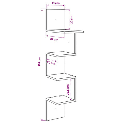 Wall Shelf Wall-Mounted Sonoma Oak 32 x 21 x107 cm