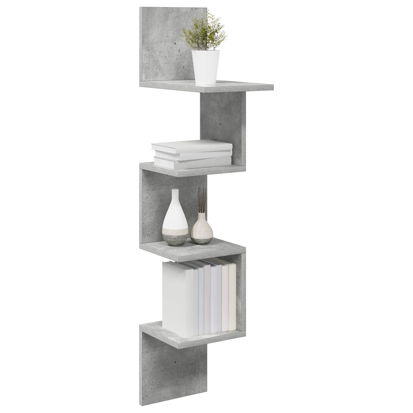 Wall Shelf Wall-Mounted Concrete Grey 32 x 21 x107 cm