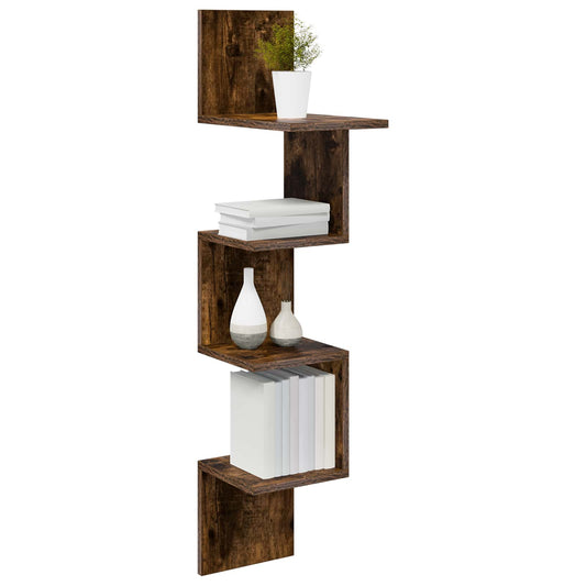Wall Shelf Wall-Mounted Brown 32 x 21 x107 cm Engineered Wood