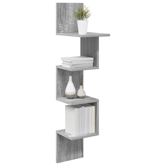 Wall Shelf Wall-Mounted Grey 32 x 21 x107 cm Engineered Wood