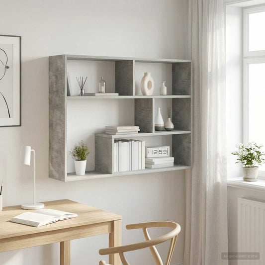 Wall Shelf Wall-Mounted Concrete Grey 95 x 20 x 69.5 cm