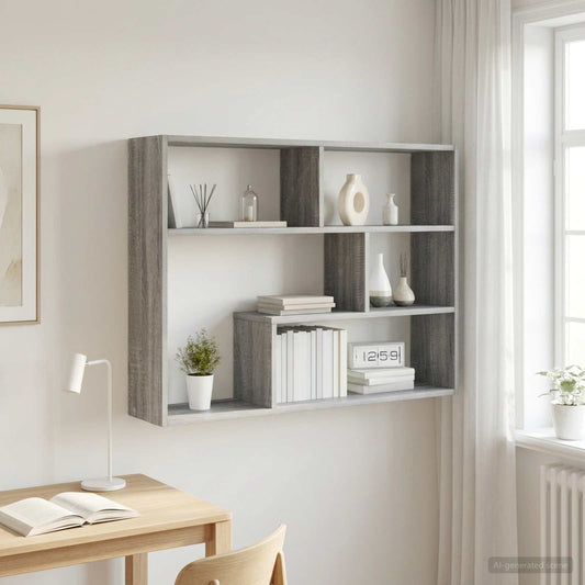 Wall Shelf Wall-Mounted Grey Sonoma 95 x 20 x 69.5 cm