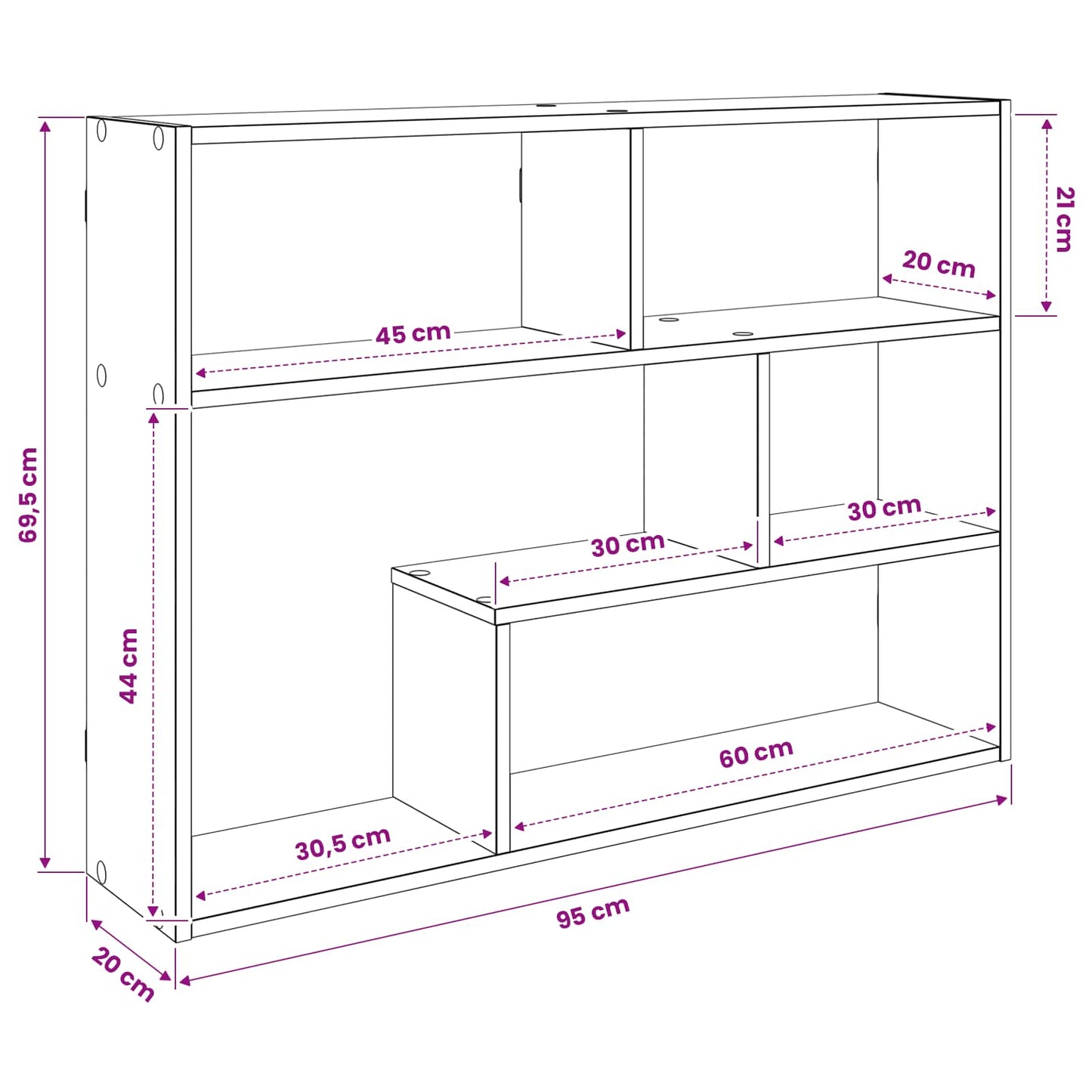 Wall Shelf Wall-Mounted Artisan Oak 95 x 20 x 69.5 cm
