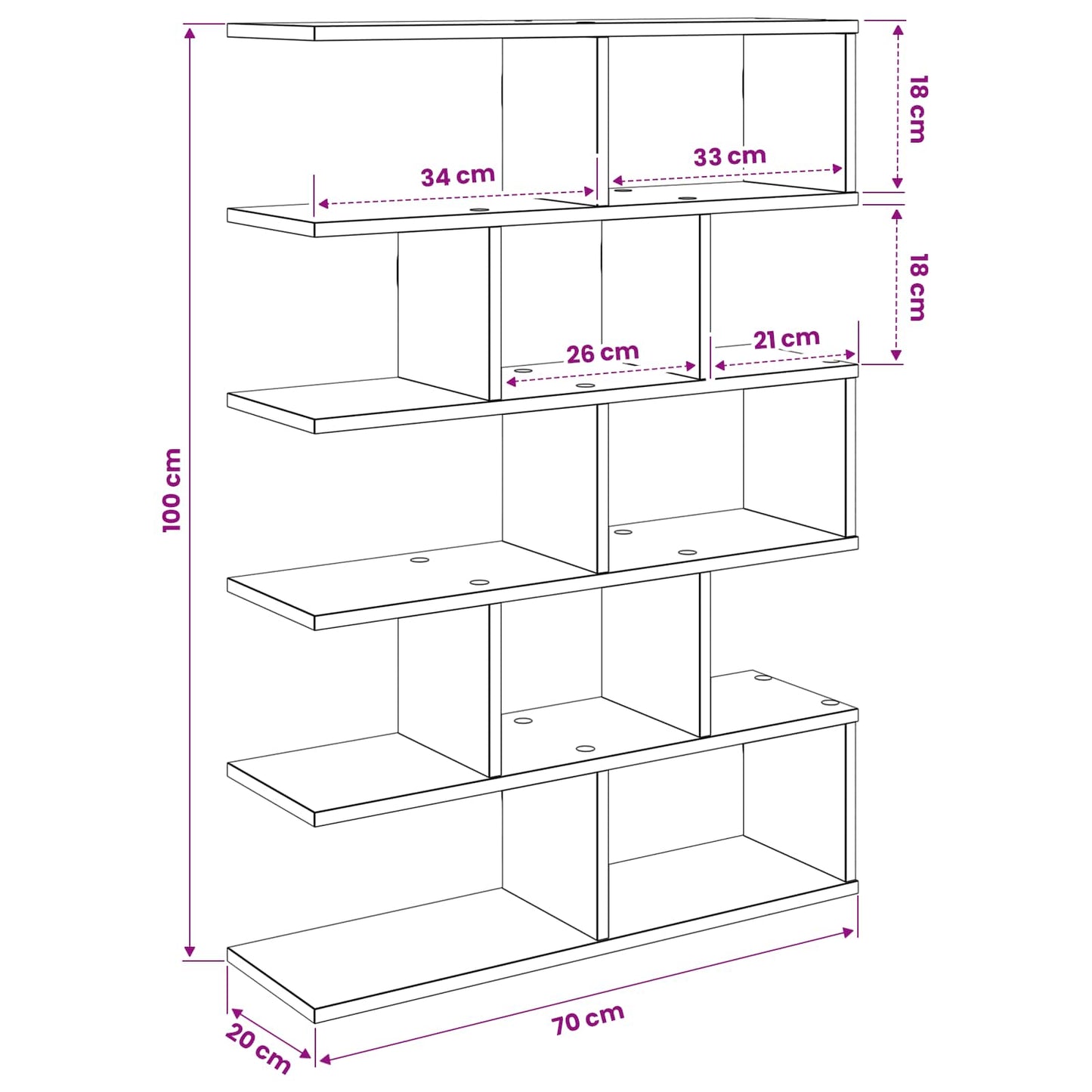Wall Shelf White 70 x 20 x 100 cm Engineered Wood