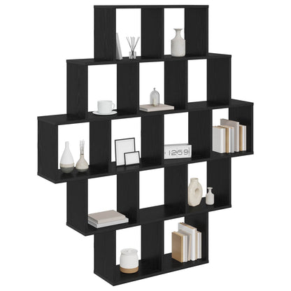 Wall Shelf Black Oak 120 x 20 x 136 cm Engineered Wood