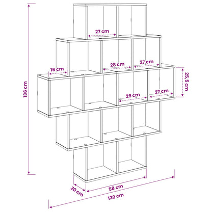 Wall Shelf Black Oak 120 x 20 x 136 cm Engineered Wood