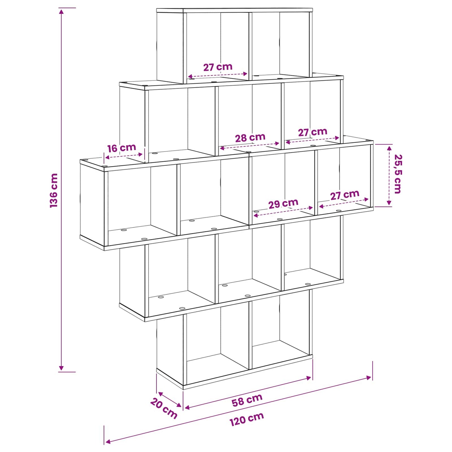 Wall Shelf Old Wood 120 x 20 x 136 cm Engineered Wood