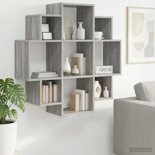 Wall Shelf Grey Sonoma 90 x 25 x 90 cm Engineered Wood