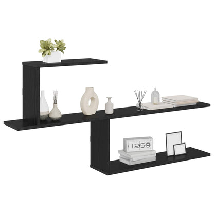 Wall Shelf Black Oak 122 x 18 x 60 cm Engineered Wood