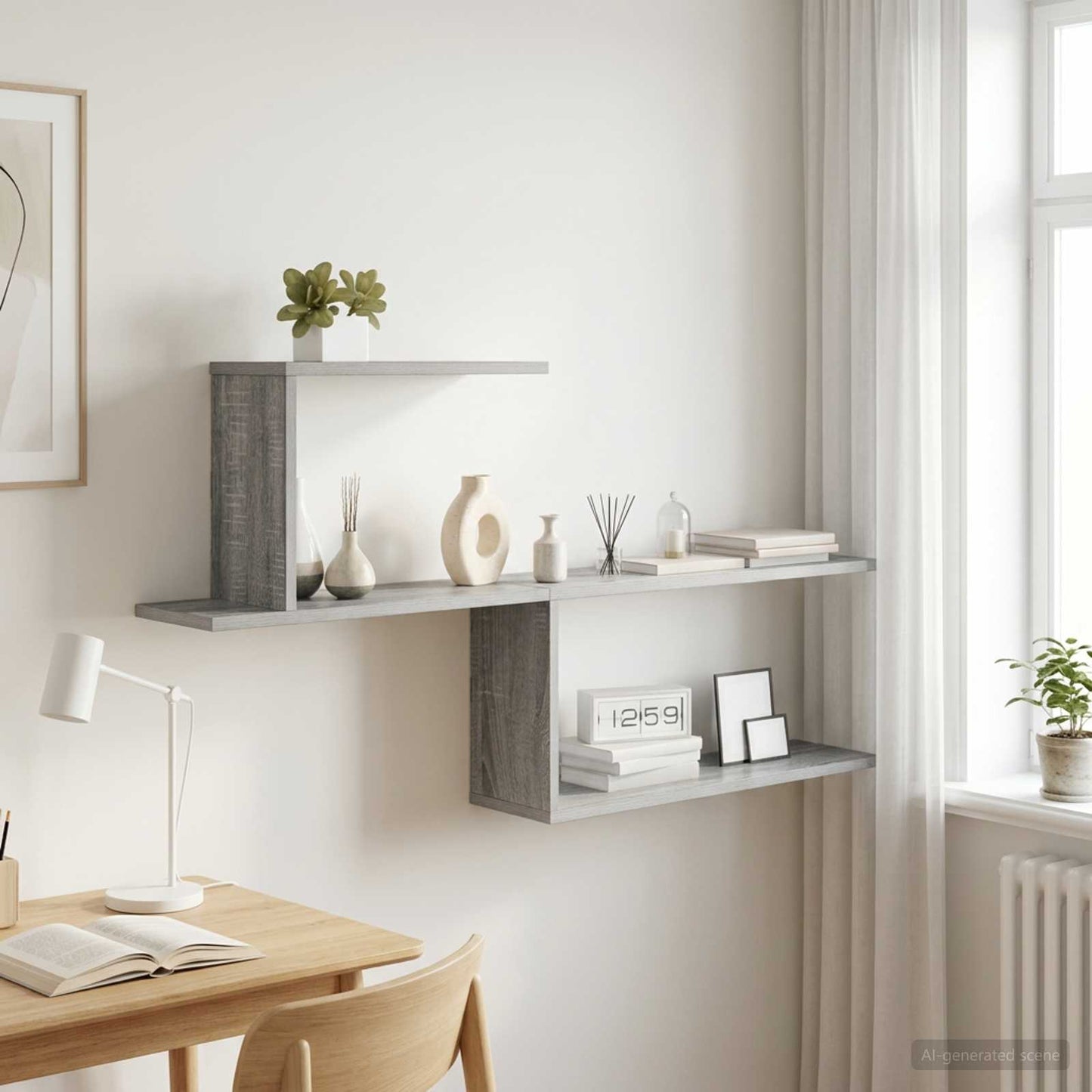 Wall Shelf Grey Sonoma 122 x 18 x 60 cm Engineered Wood