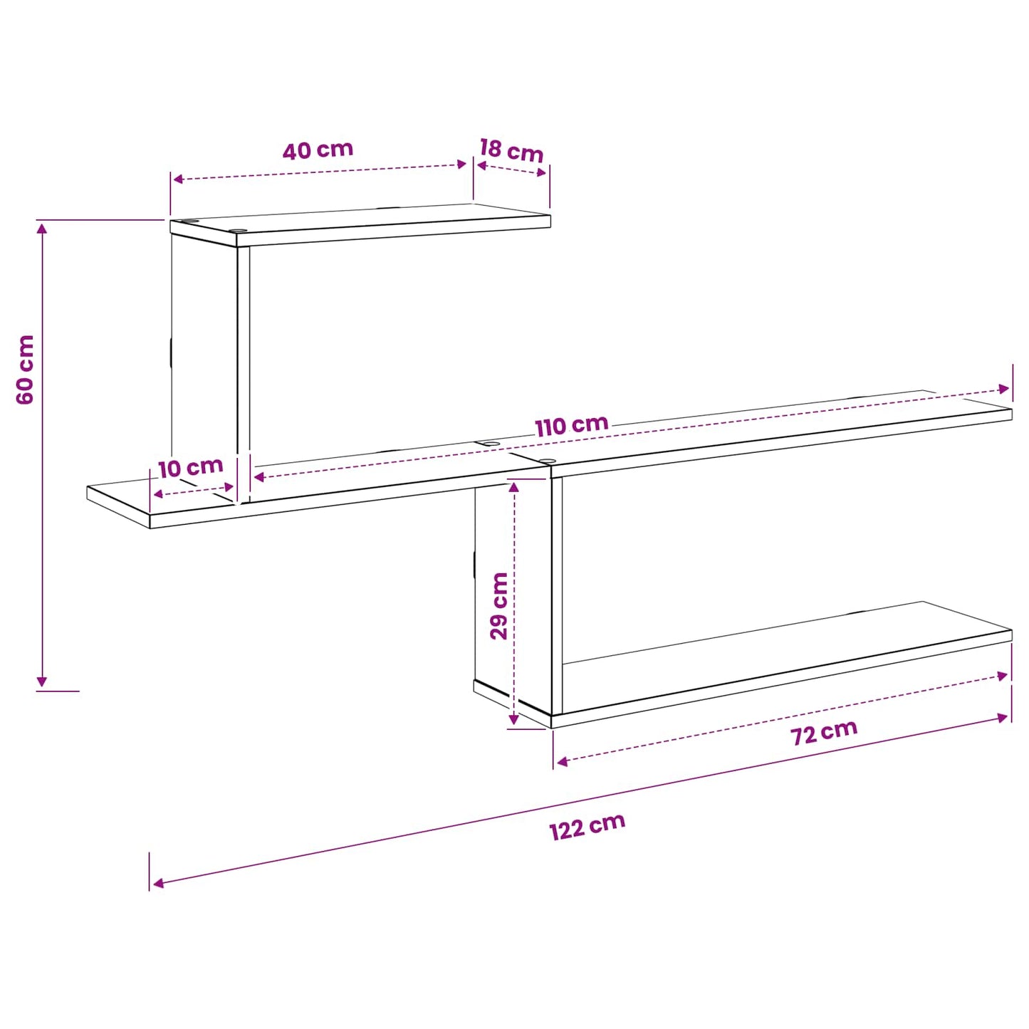 Wall Shelf Grey Sonoma 122 x 18 x 60 cm Engineered Wood
