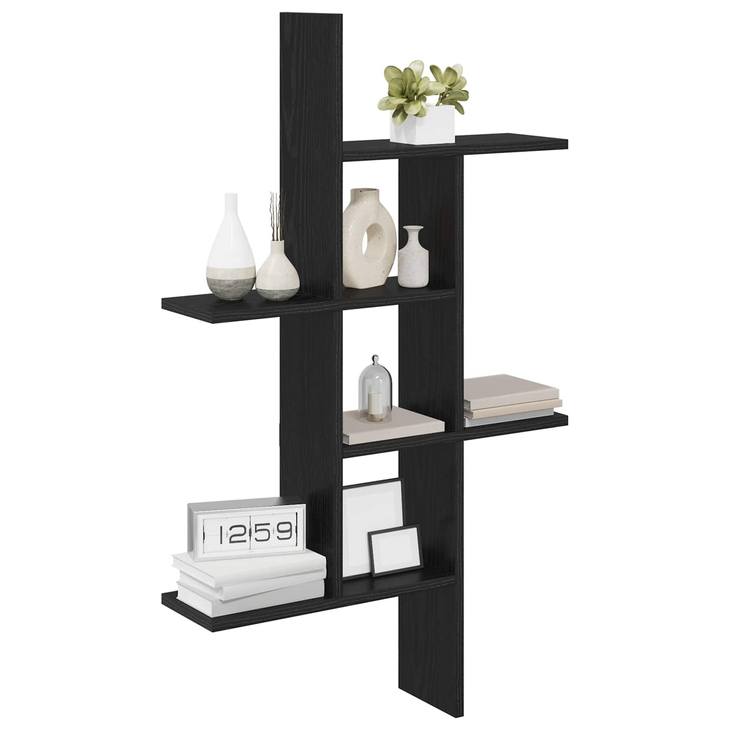 Wall Shelf Black Oak 61 x 15 x 102 cm Engineered Wood
