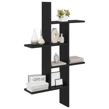Wall Shelf Black Oak 61 x 15 x 102 cm Engineered Wood