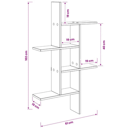 Wall Shelf Smoked Oak 61 x 15 x 102 cm Engineered Wood