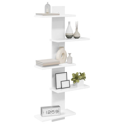 Wall Floating Shelf White 48.5 x 15 x 101 cm Engineered Wood