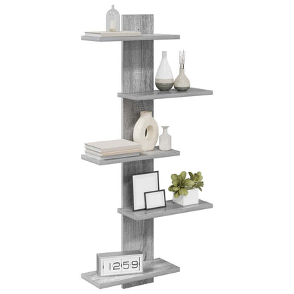 Wall Floating Shelf Grey Sonoma 48.5 x 15 x 101 cm