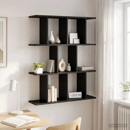 Wall Shelf Black Oak 102 x 20 x 96 cm Engineered Wood