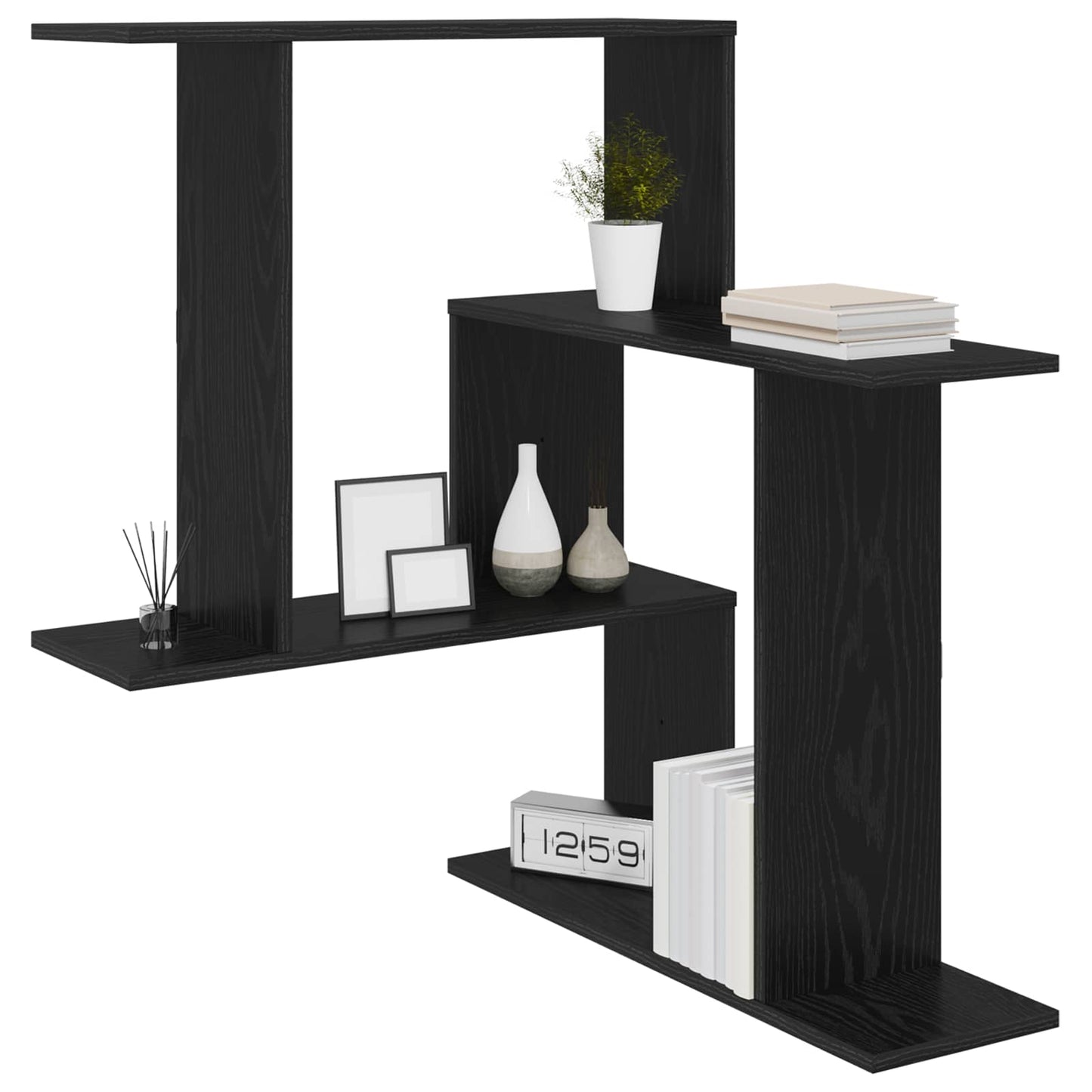 Wall Shelf Black Oak 67 x 67 x 87 cm Engineered Wood