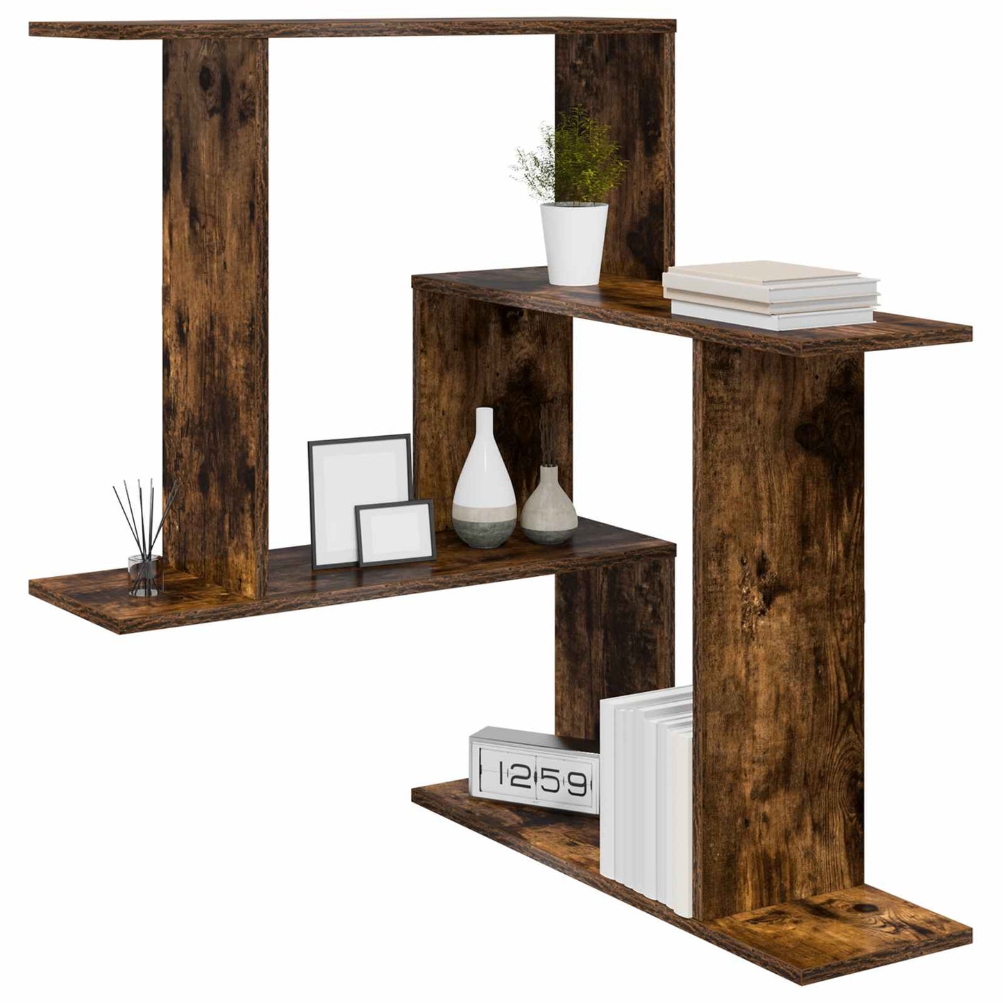 Wall Shelf Smoked Oak 67 x 67 x 87 cm Engineered Wood