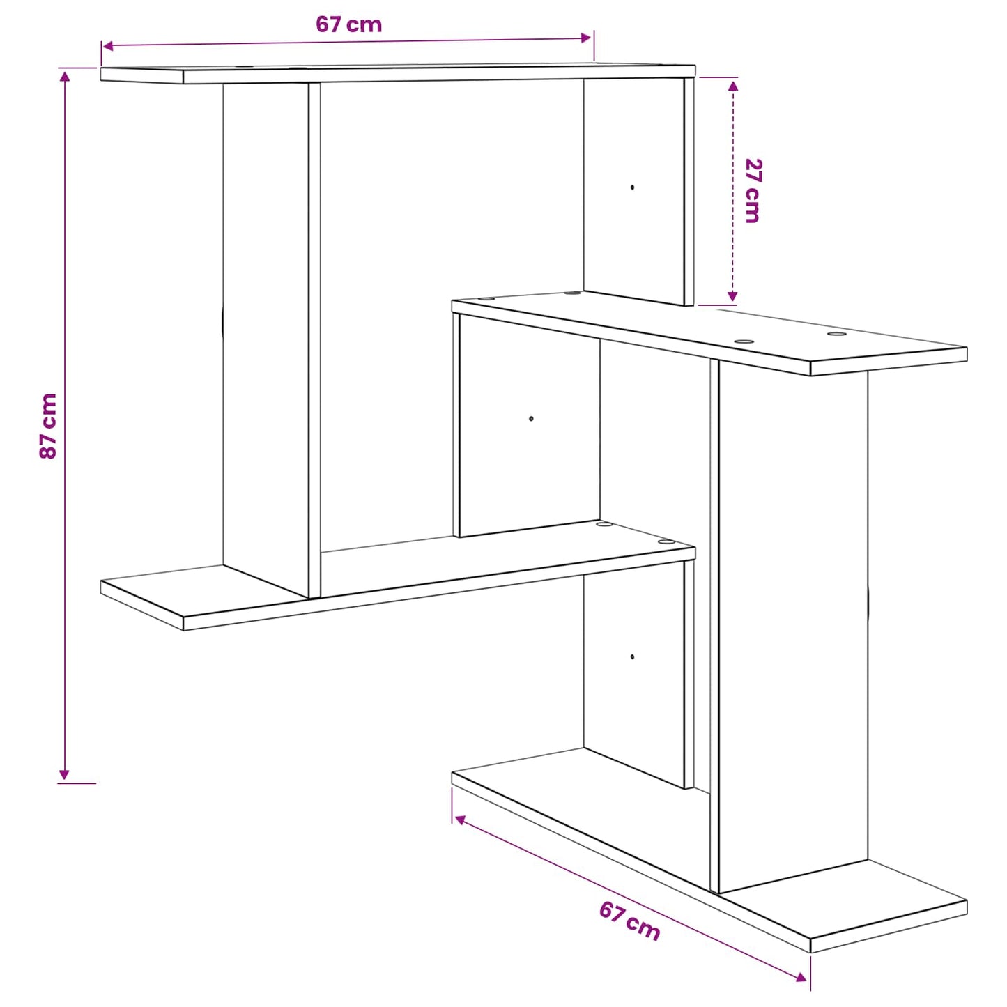 Wall Shelf Smoked Oak 67 x 67 x 87 cm Engineered Wood