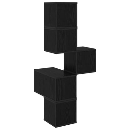 Wall Corner Shelf Black Oak 48 x 48 x 120 cm Engineered Wood