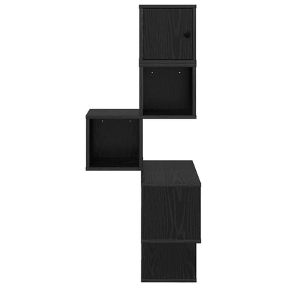 Wall Corner Shelf Black Oak 48 x 48 x 120 cm Engineered Wood