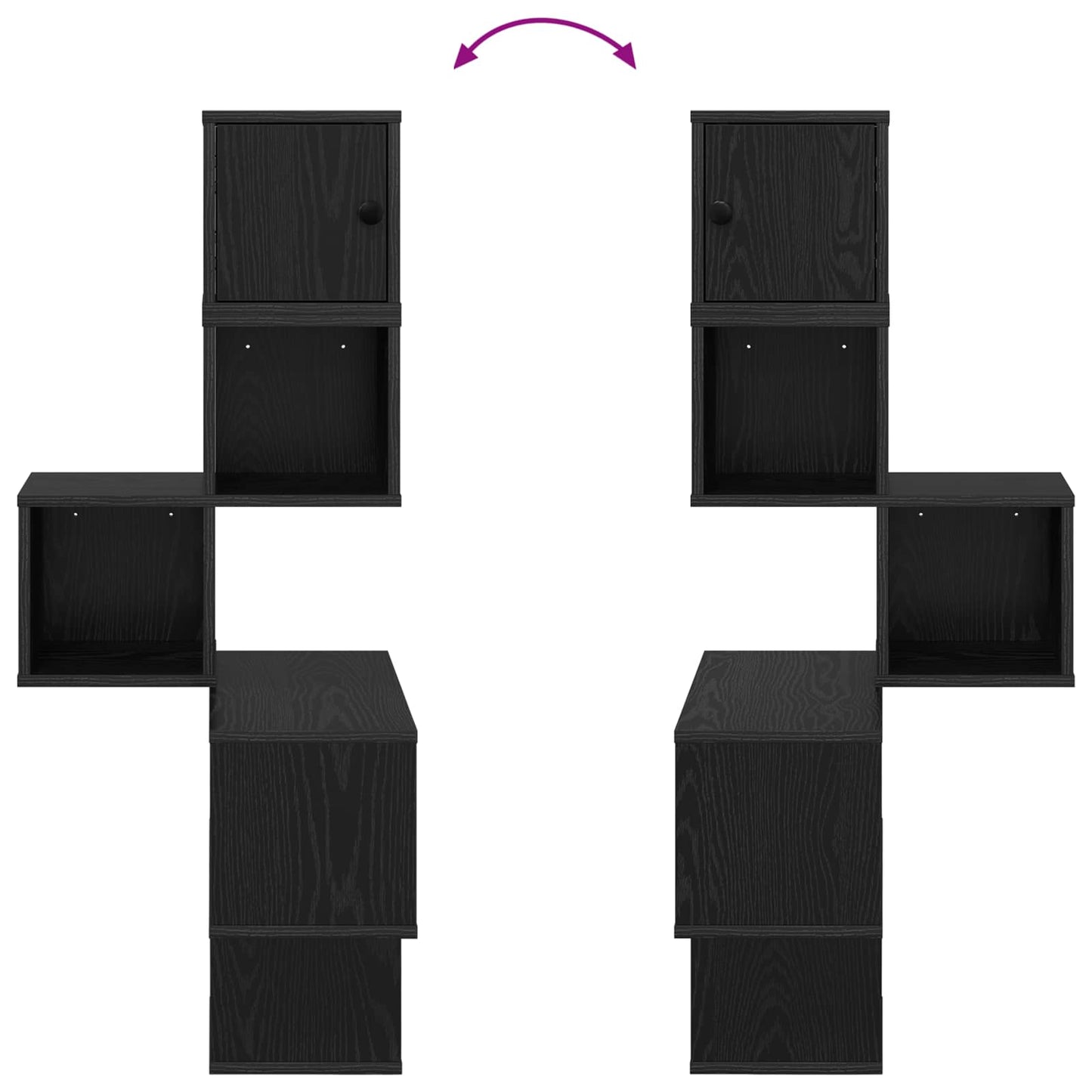 Wall Corner Shelf Black Oak 48 x 48 x 120 cm Engineered Wood